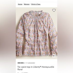 Tie-waist top in Liberty® Honeysuckle floral. Xs. New with tag.